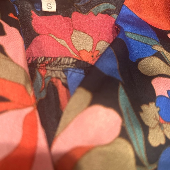 Entro small Floral Puff/ruffled Sleeve tiered skirt V- neck mini Dress - Picture 5 of 5